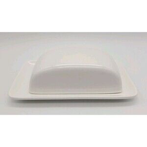 Oslo Bread+Butter Butter Dish With Rounded Lid White Porcelain 7" x 4.5" x 2.5"